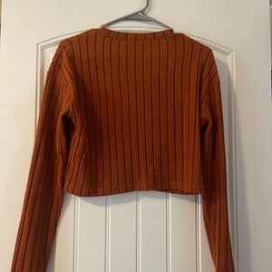Rust Ribbed Knit Cropped Sweater size L
